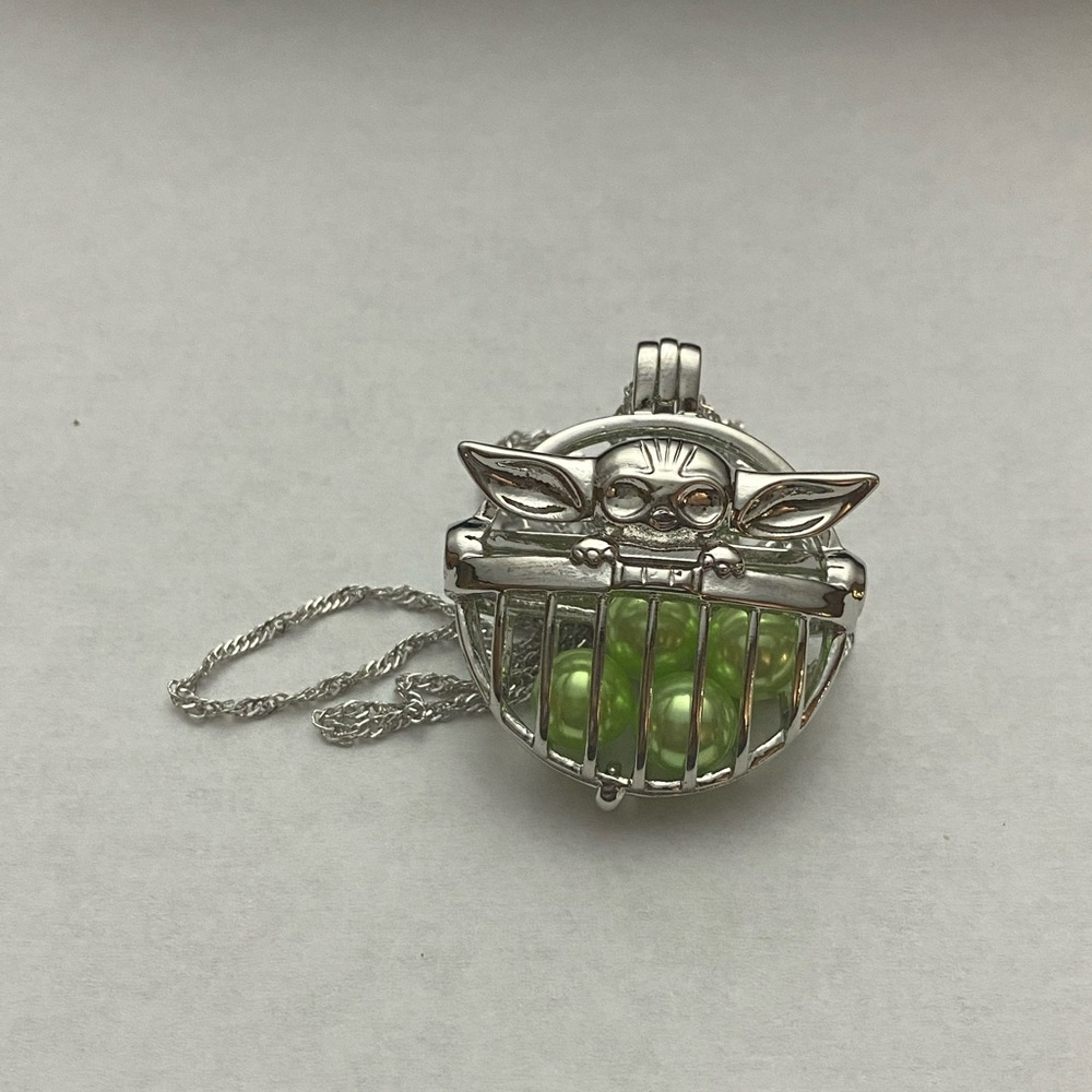 Mandalorian Baby Yoda Pearl Cage Necklace